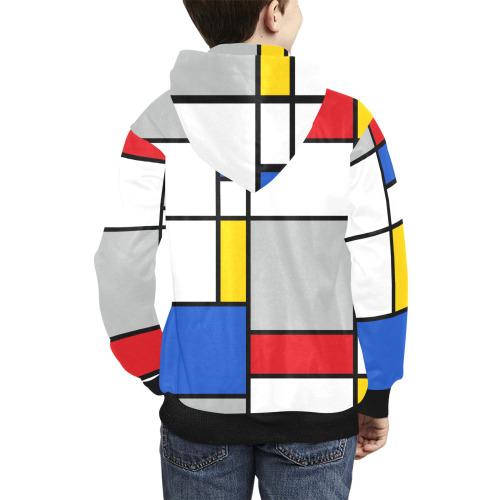 Geometric Retro Mondrian Style Color Composition Kids' All Over Print Hoodie (Model H38)