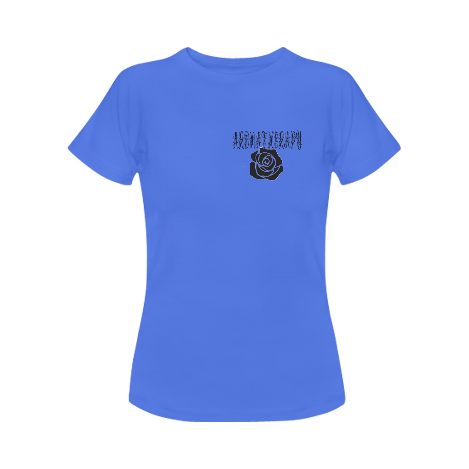 Womens Aromatherapy Apparel Black rose T-Shirt Blue Women's T-Shirt in USA Size (Front Printing Only)