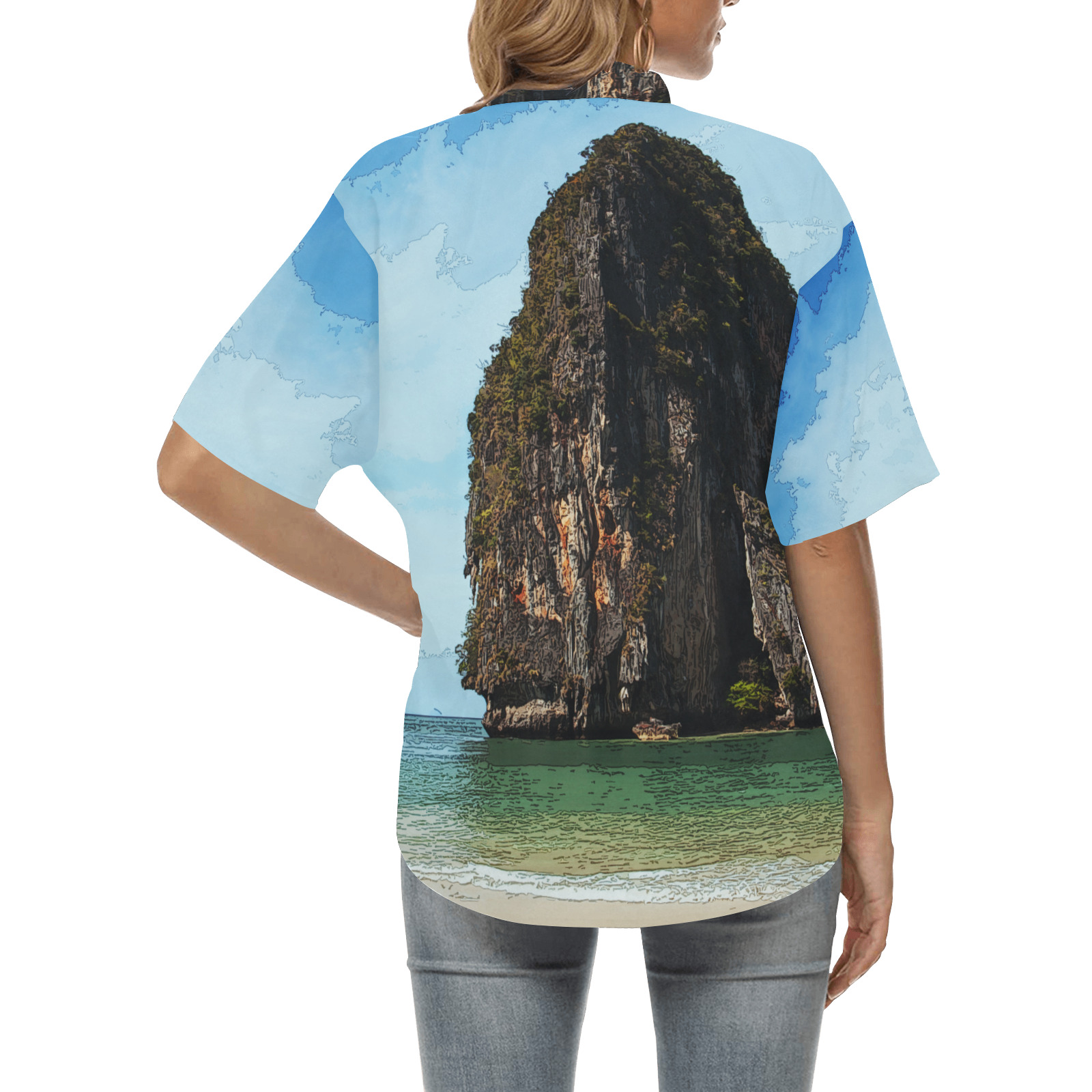 Phra-Nang Krabi Thailand All Over Print Hawaiian Shirt for Women (Model T58)
