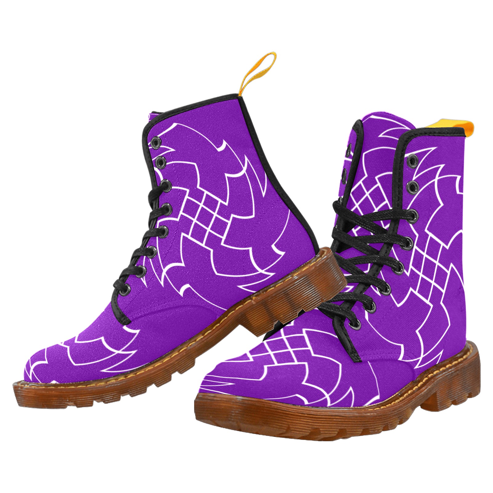 White InterlockingCrosses Twirled purple Martin Boots For Men Model 1203H