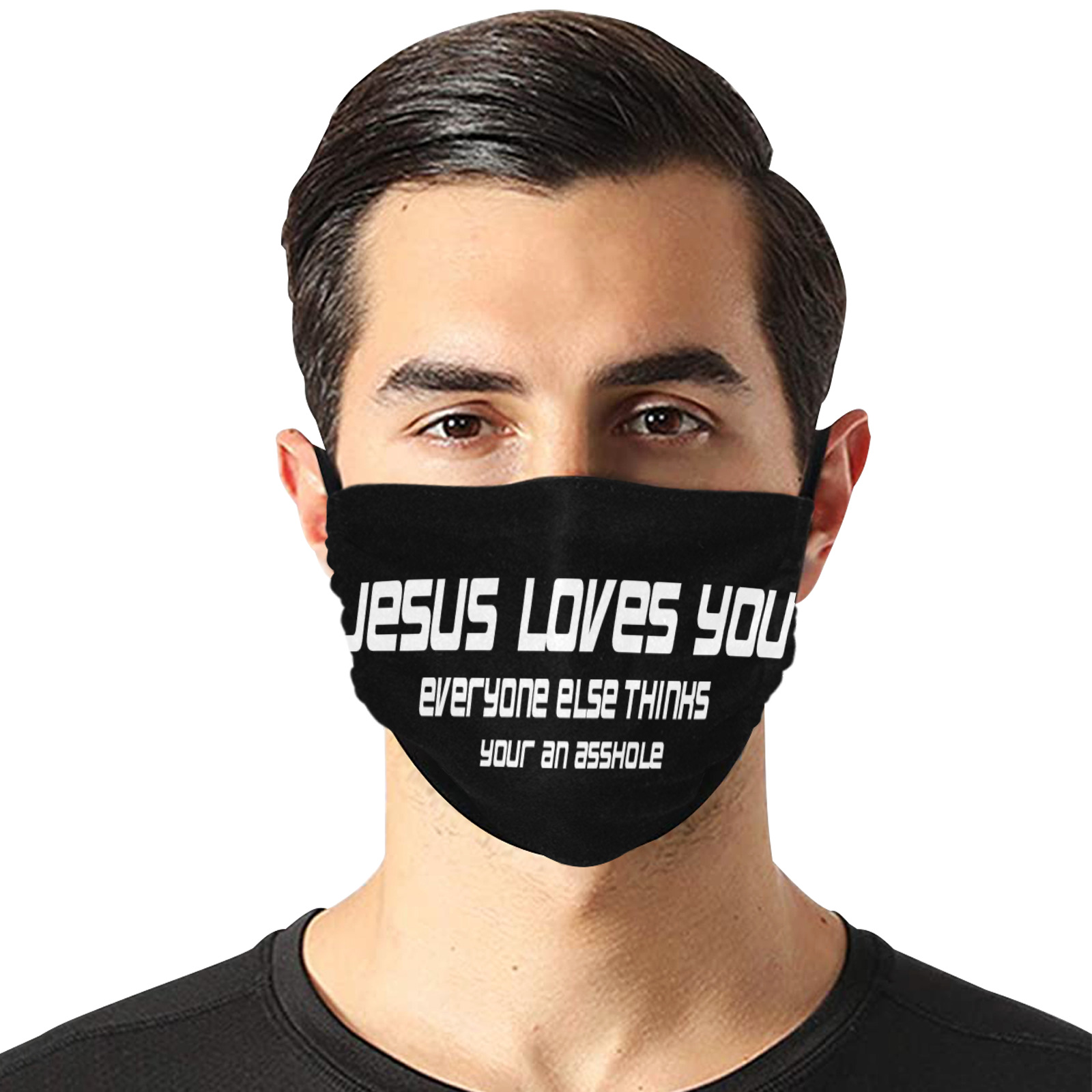 Jesus loves you 1 Flat Mouth Mask with Drawstring