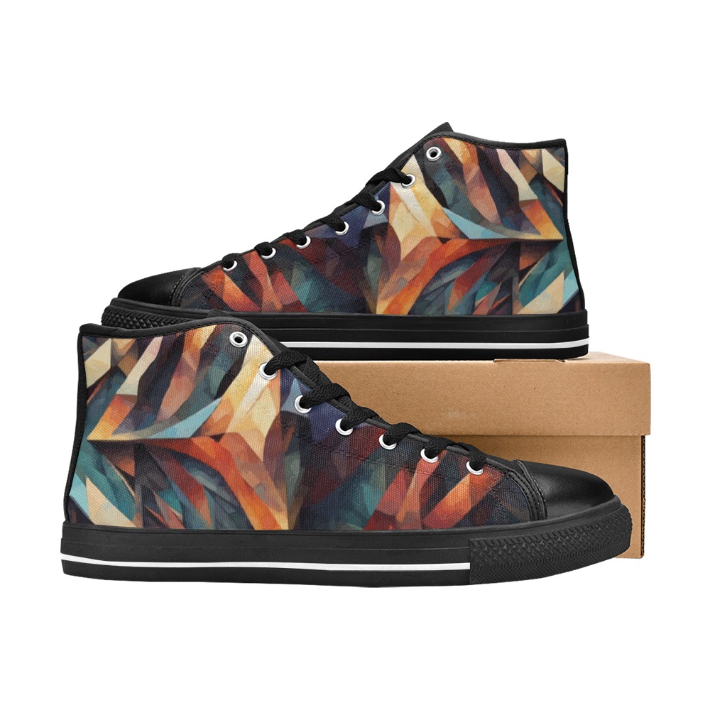 Abstract art of a compass. Cool geometric shapes Women's Classic High Top Canvas Shoes (Model 017)