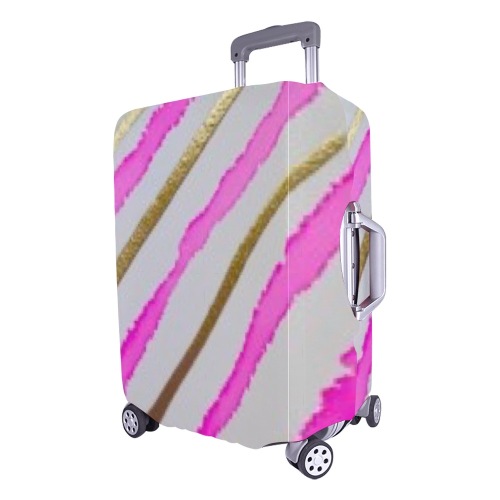 Pink and gold stripes Luggage Cover/Large 26"-28"
