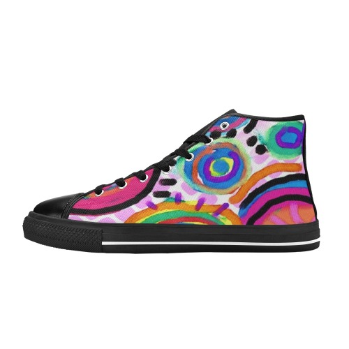 Unique Abstract Art for Your Feet Women's Classic High Top Canvas Shoes (Model 017)
