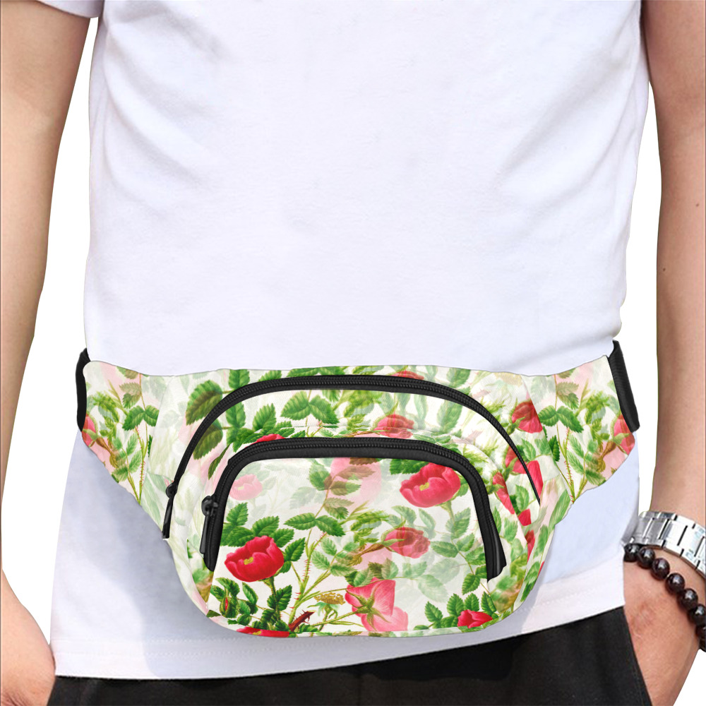 Vintage Red Floral Blossom Fanny Pack/Small (Model 1677)