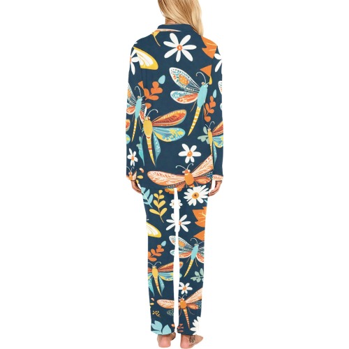 Bohemian Dragonflies 1 Women's Long Pajama Set