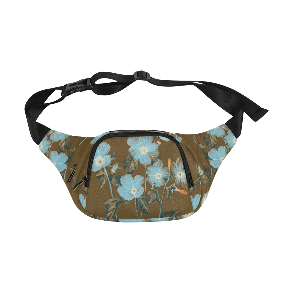 Rustic Blue Floral Bouquet Fanny Pack/Small (Model 1677)