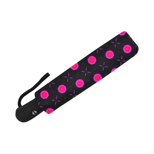 Pink Dots on Black Anti-UV Auto-Foldable Umbrella (Underside Printing) (U06)