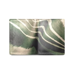 Green digital abstract shapes Men's Leather Wallet (Model 1612)