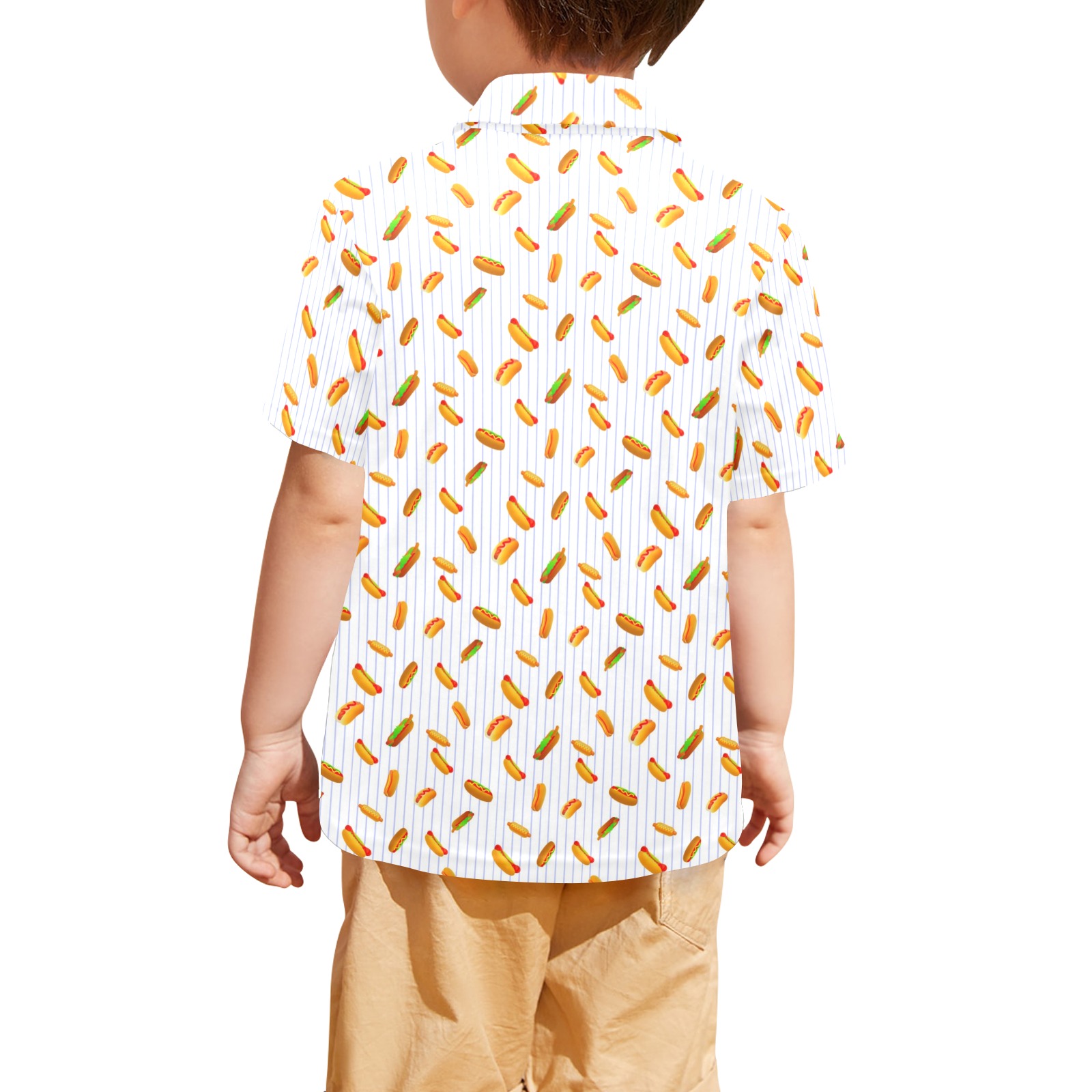 Hot Dog Pattern with Pinstripes Little Boys' All Over Print Polo Shirt (Model T55)