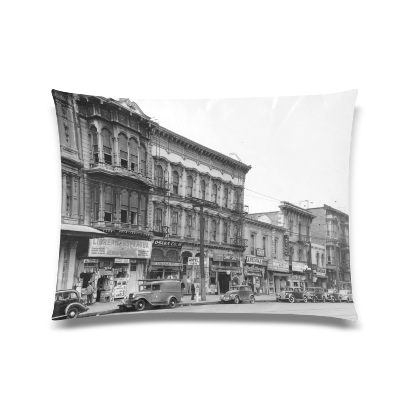 East side of Main Street Los Angeles. 1930s Custom Picture Pillow Case 20"x26" (one side)
