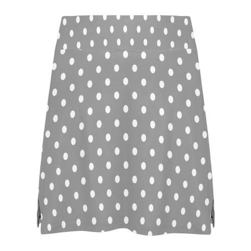 Polka Dots White - Gray Women's Athletic Skirt (Model D64)