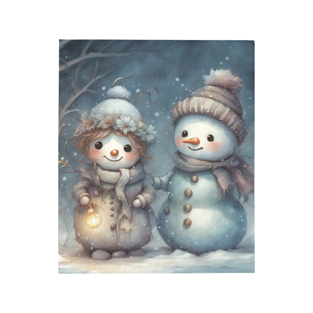 Snowman Couple Quilt 50"x60"