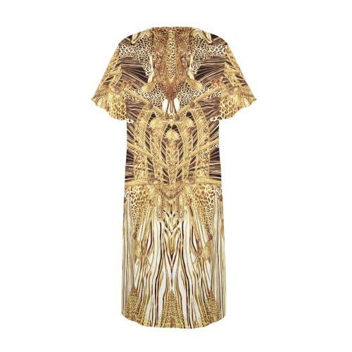 Crazy zebra gold Women's Button Front House Dress