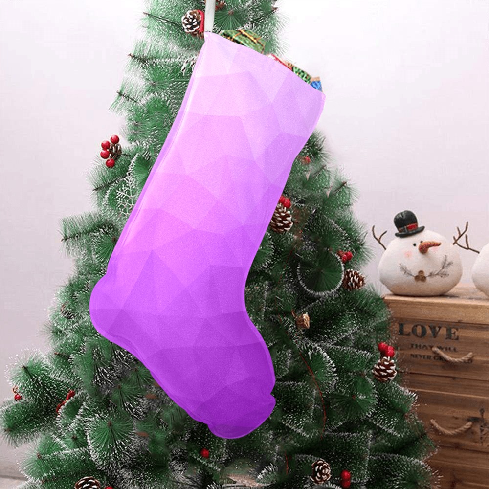 Purple gradient geometric mesh pattern Christmas Stocking (Without Folded Top)