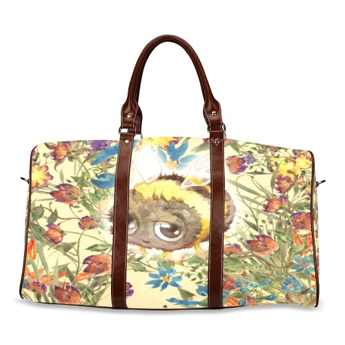 Cute Bee Floral Travel Bag Waterproof Travel Bag/Large (Model 1639)