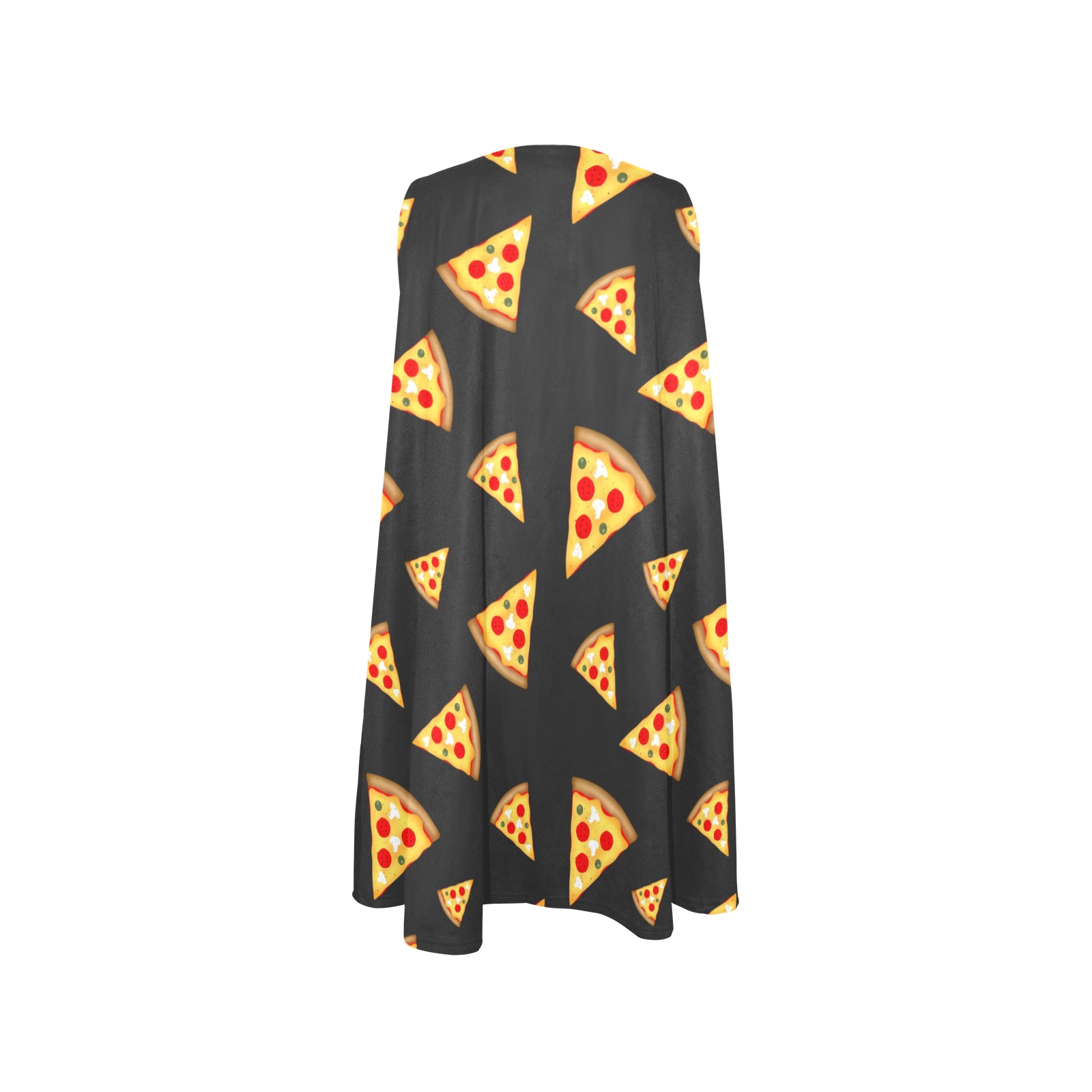 Cool and fun pizza slices pattern dark gray Sleeveless A-Line Pocket Dress (Model D57)