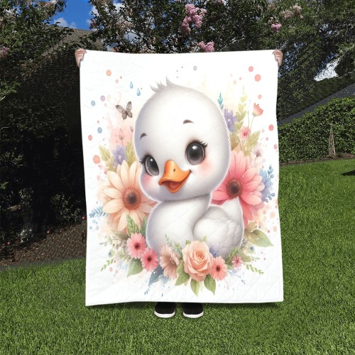 Watercolor Baby Swan 1 Quilt 40"x50"