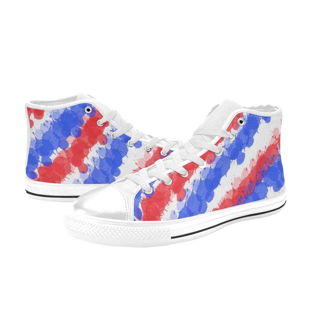 Red & Blue Bright Splatter Women's Classic High Top Canvas Shoes (Model 017)