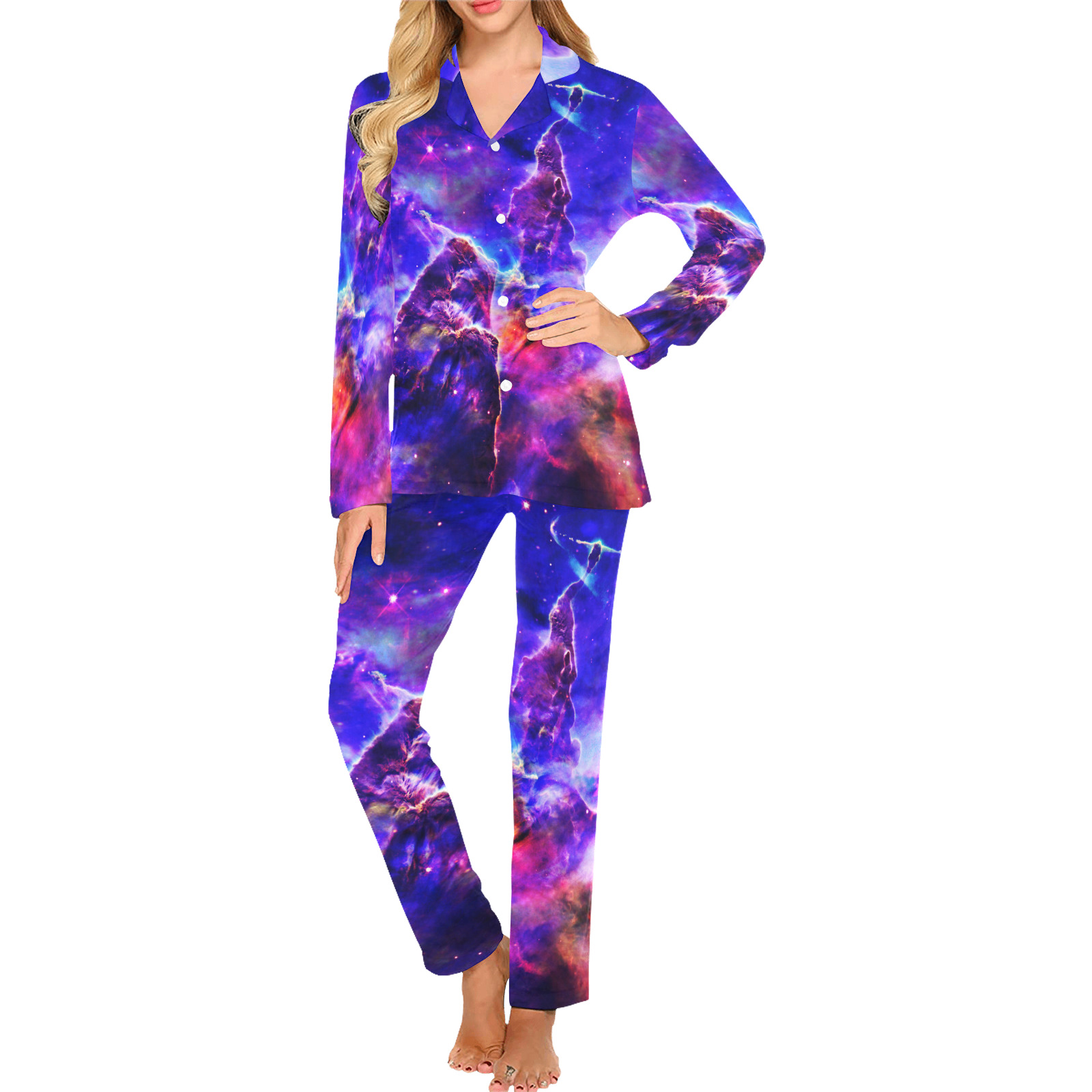 Mystical fantasy deep galaxy space - Interstellar cosmic dust Women's Long Pajama Set
