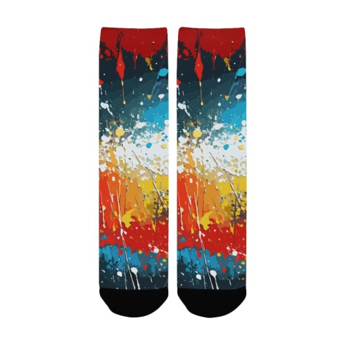 Splashes of colorful paint contemporary art Custom Socks for Women