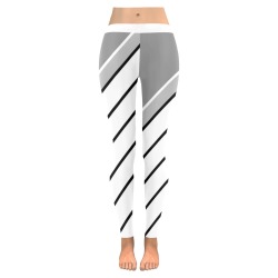 Black White Diagonal Women's Low Rise Leggings (Invisible Stitch) (Model L05)