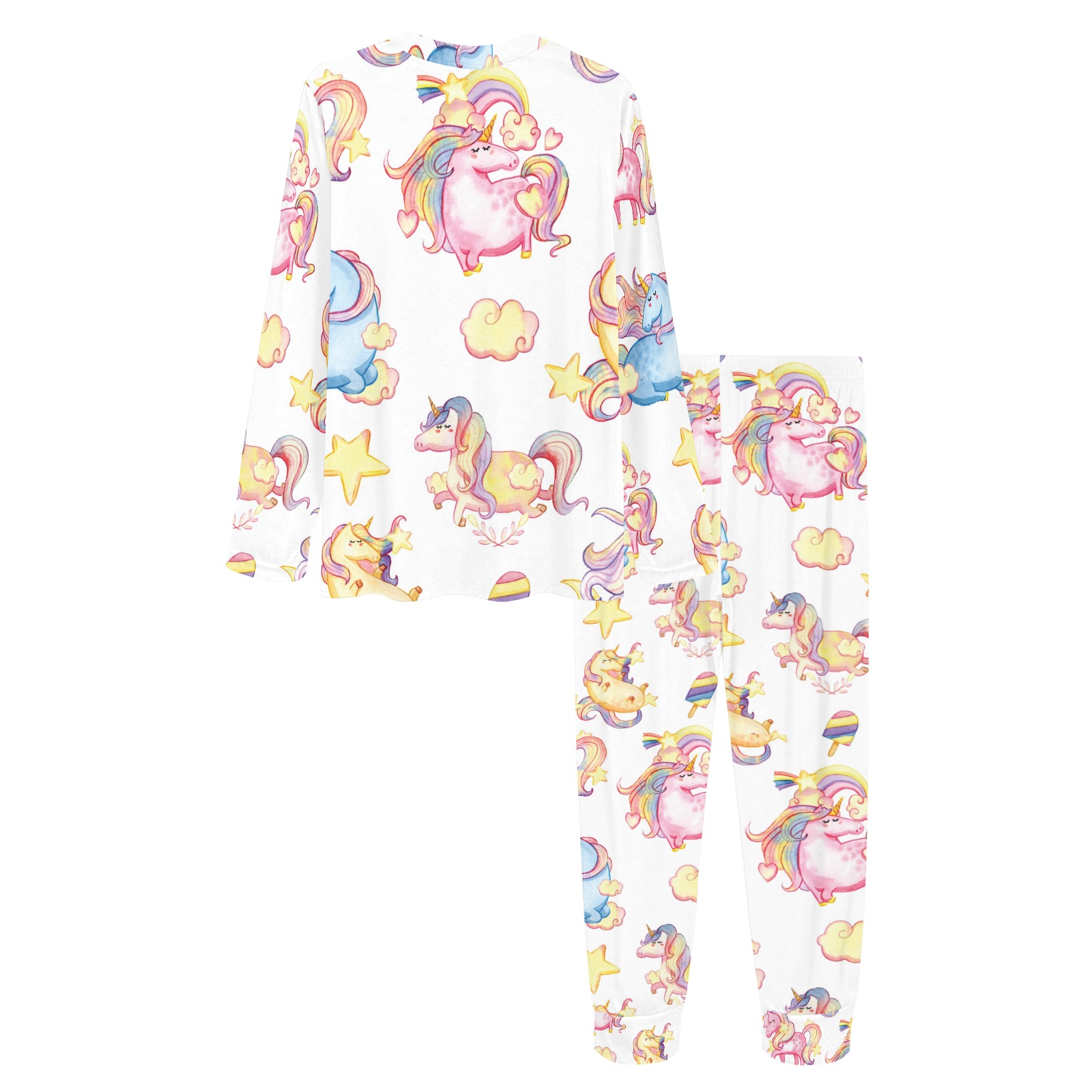 Funny Colorful Unicorns Women's All Over Print Pajama Set