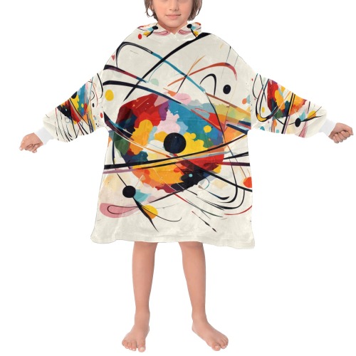 Black hole inside an atom colorful abstract art Blanket Hoodie for Kids