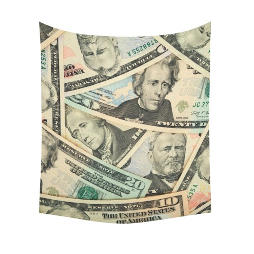 US PAPER CURRENCY Cotton Linen Wall Tapestry 51"x 60"