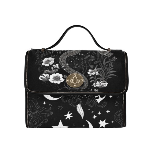 Witchy copyq Waterproof Canvas Bag-Black (All Over Print) (Model 1641)