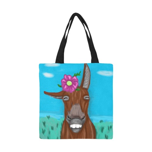 Smiling donkey girl All Over Print Canvas Tote Bag/Small (Model 1697)