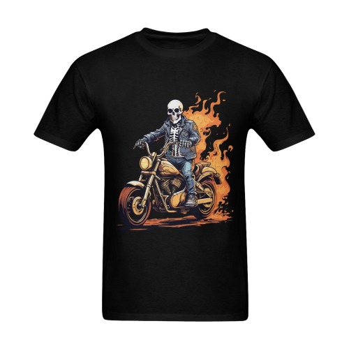 flame skeleton biker motorcycle Men's Slim Fit T-shirt (Model T13)