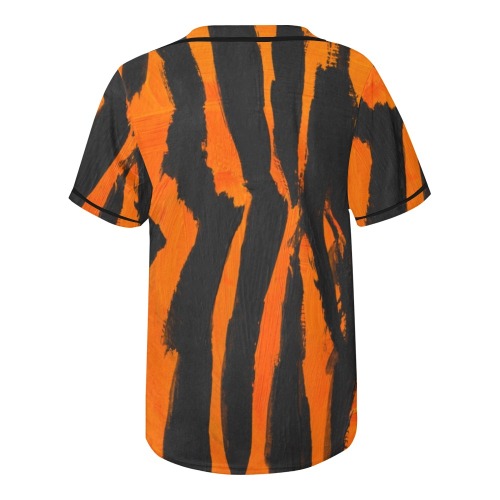 striped tiger All Over Print Baseball Jersey for Men (Model T50)