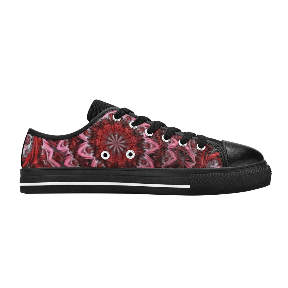 Raised Garden of Red and Pink Flowers in the Night  Fractal Abstract Women's Classic Canvas Shoes (Model 018)