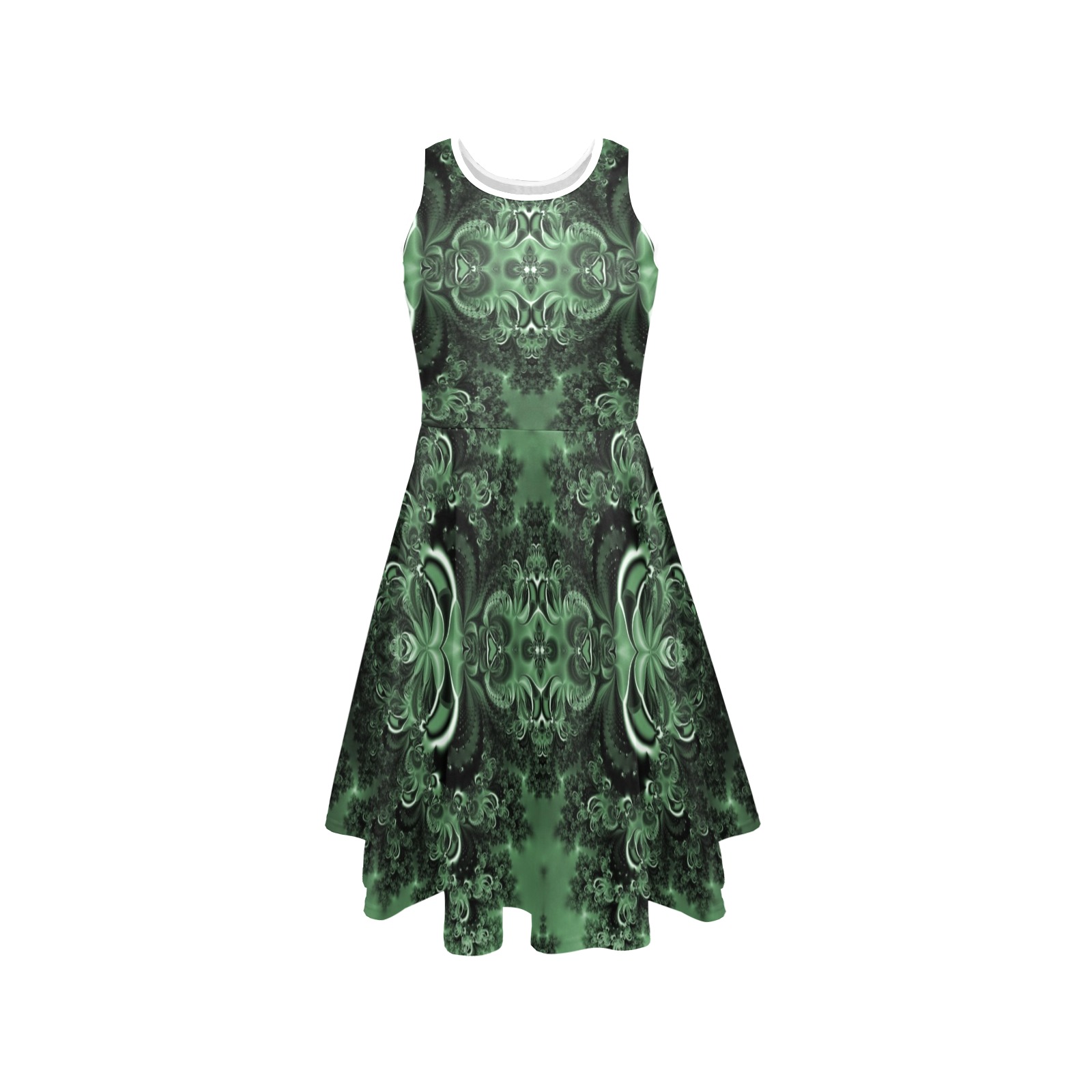 Deep in the Forest Frost Fractal Sleeveless Expansion Dress (Model D60)