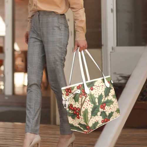 Polka Dot Holly Clover Canvas Tote Bag (Model 1661)