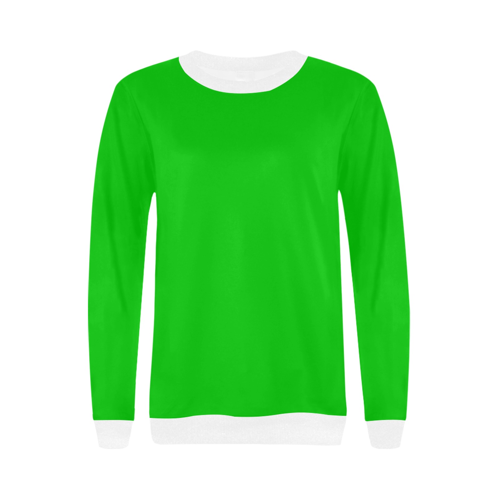 Merry Christmas Green Solid Color Women's Rib Cuff Crew Neck Sweatshirt (Model H34)