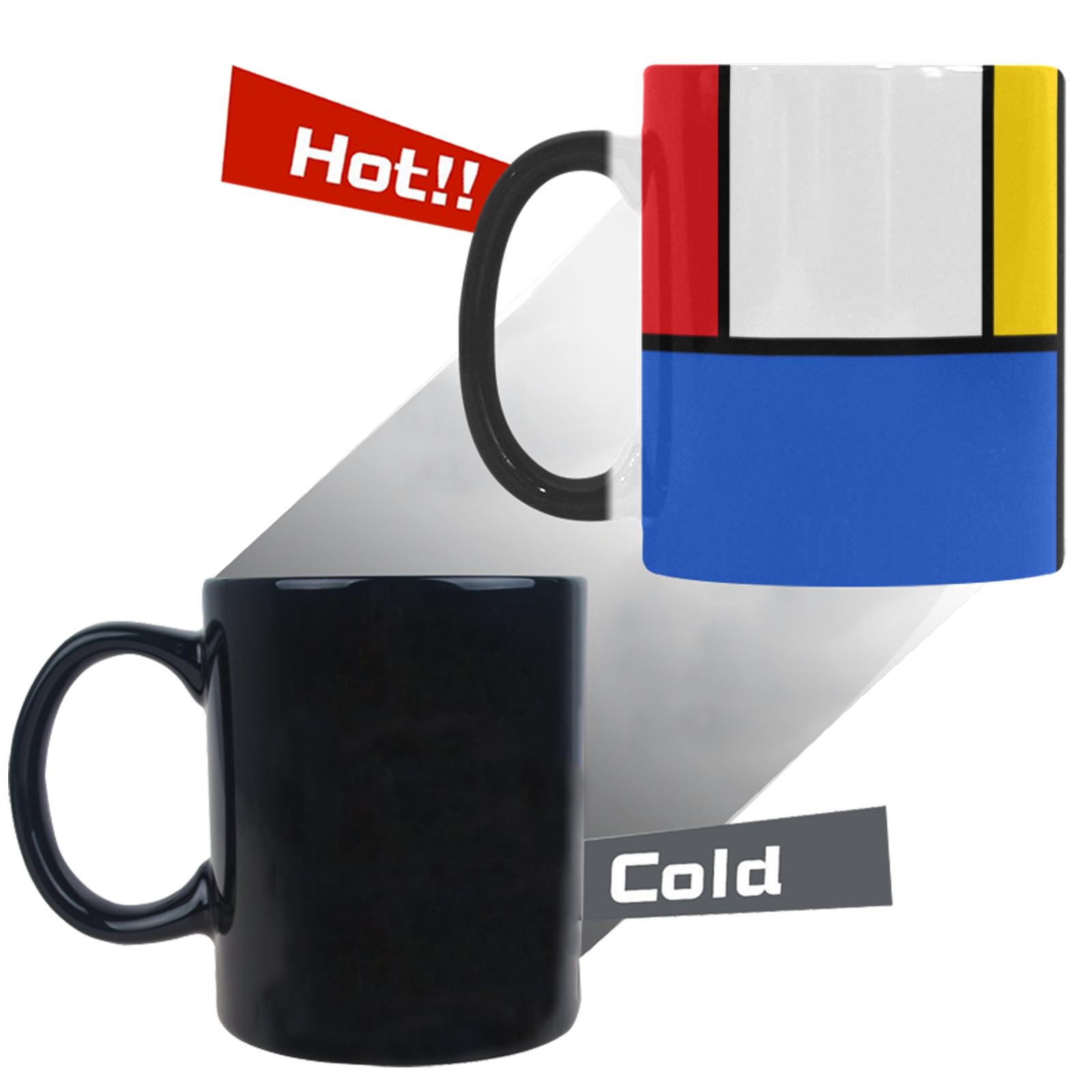 Geometric Retro Mondrian Style Color Composition Custom Morphing Mug