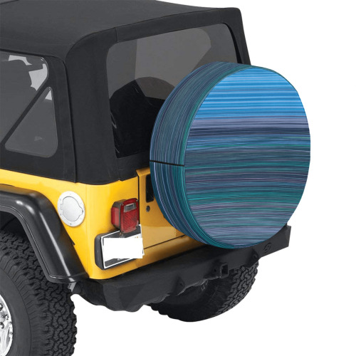 Abstract Blue Horizontal Stripes 32 Inch Spare Tire Cover