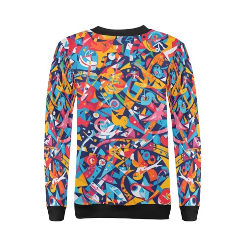 Modernist nautical abstract art. Funny forms. All Over Print Crewneck Sweatshirt for Women (Model H18)