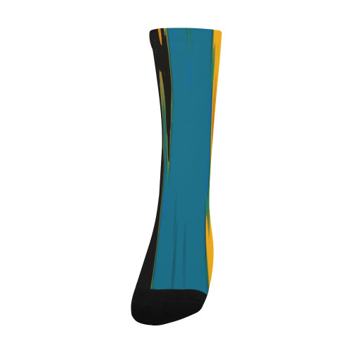Black Turquoise And Orange Go! Abstract Art Men's Custom Socks