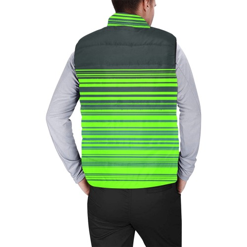grn yel strips Men's Padded Vest Jacket (Model H44)