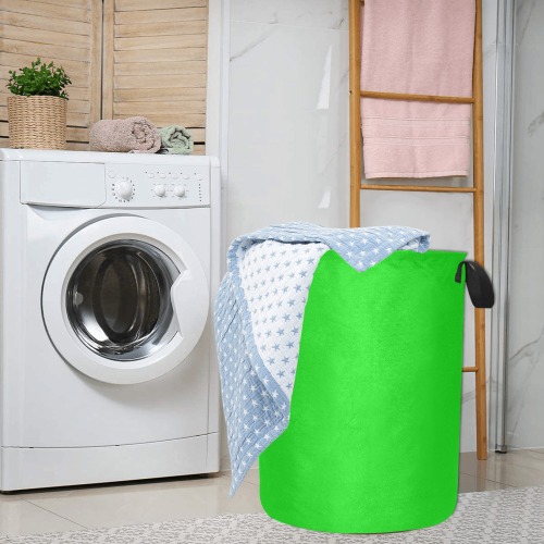 Merry Christmas Green Solid Color Laundry Bag (Large)