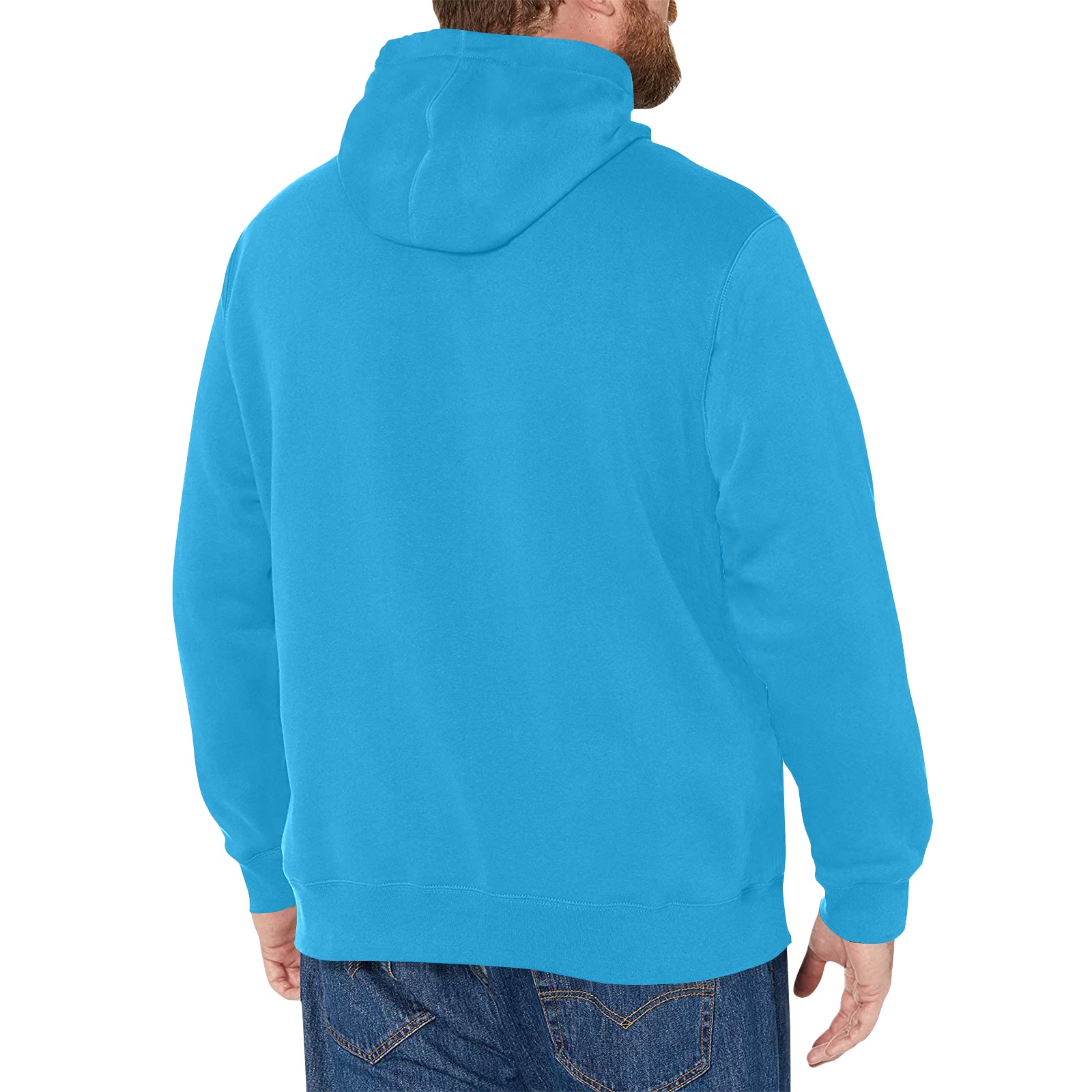 Blue Turquoise Men's Fleece Hoodie w/ White Lining Hood (Model H55)