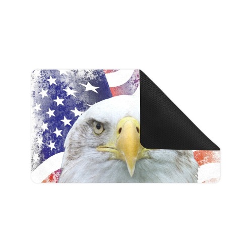 American Flag and Bald Eagle Doormat 30"x18" (Black Base)