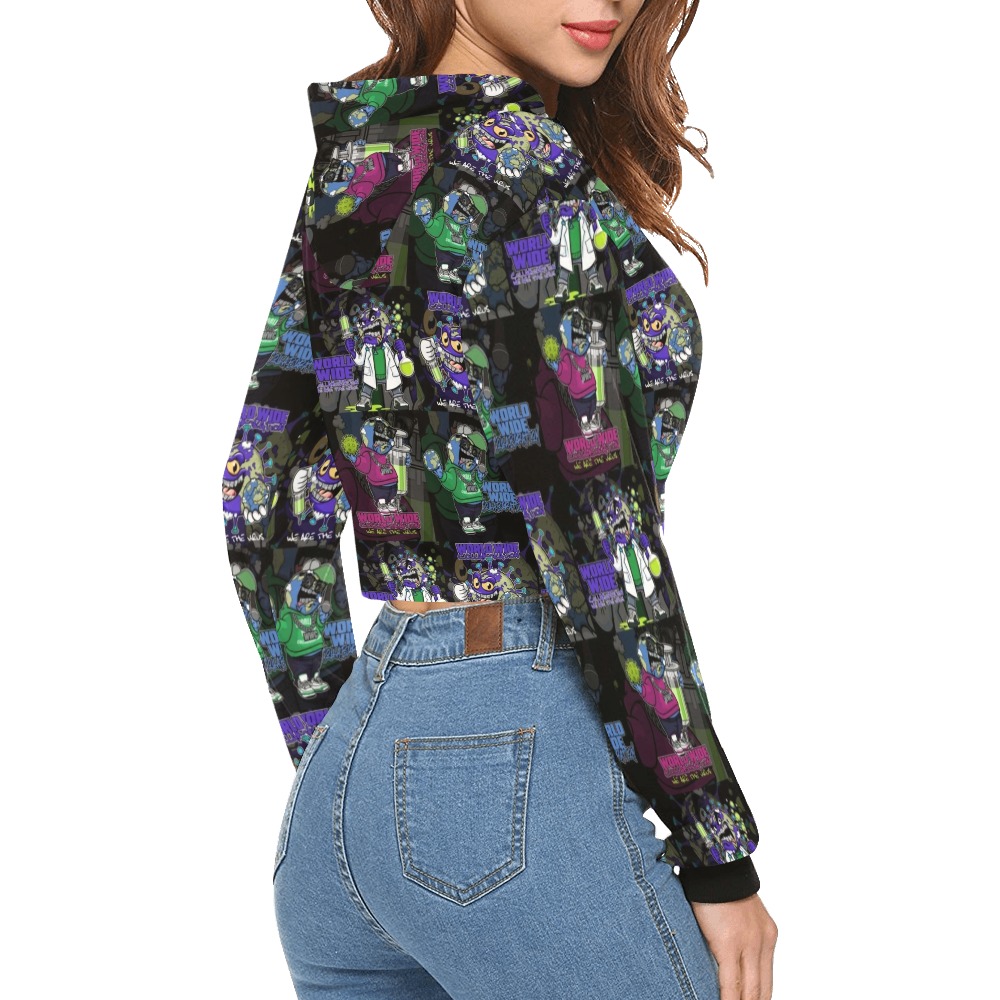wwcfam All Over Print Crop Hoodie for Women (Model H22)