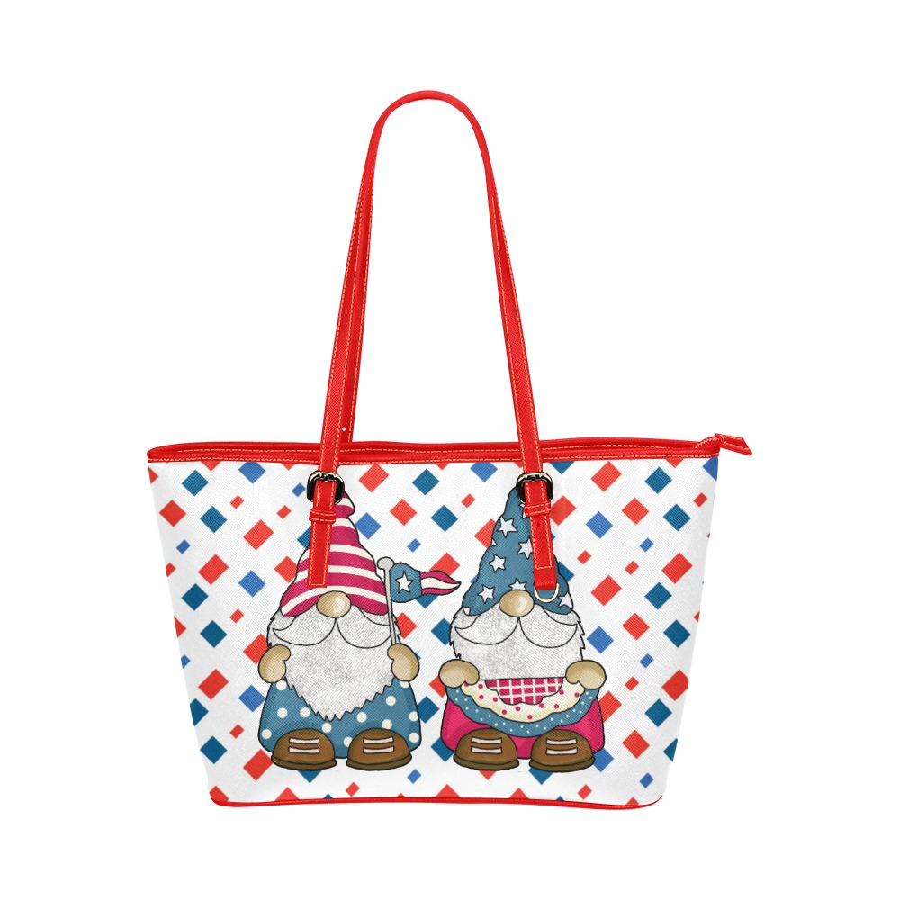 4TH OF JULY Gnomes Leather Tote Bag/Large (Model 1651)