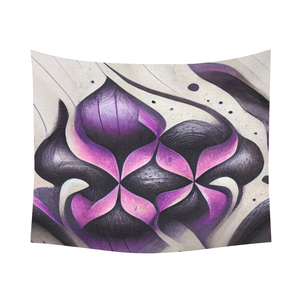 purple and cream pattern Cotton Linen Wall Tapestry 60"x 51"