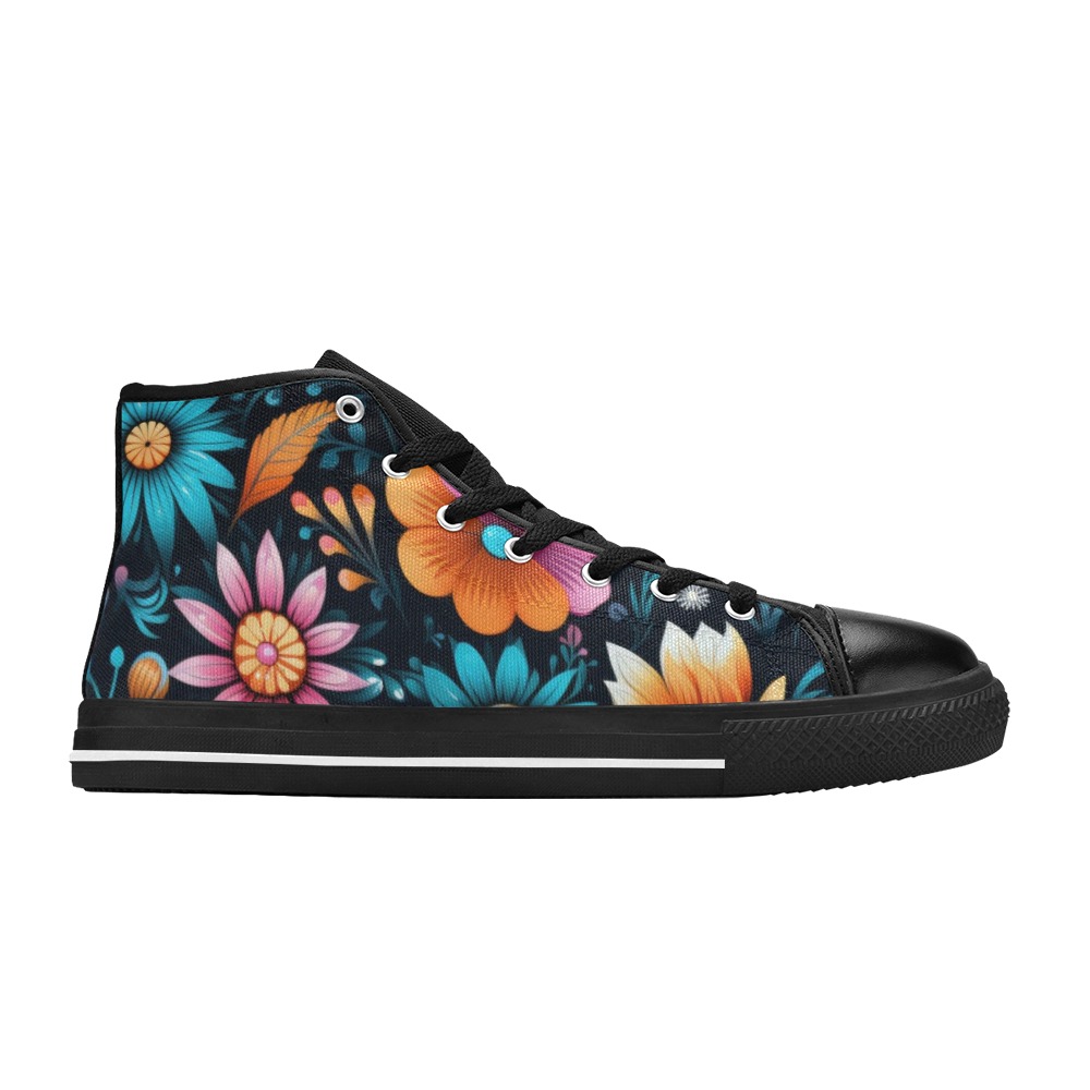 Bright Spring Flowers Women's Classic High Top Canvas Shoes (Model 017)