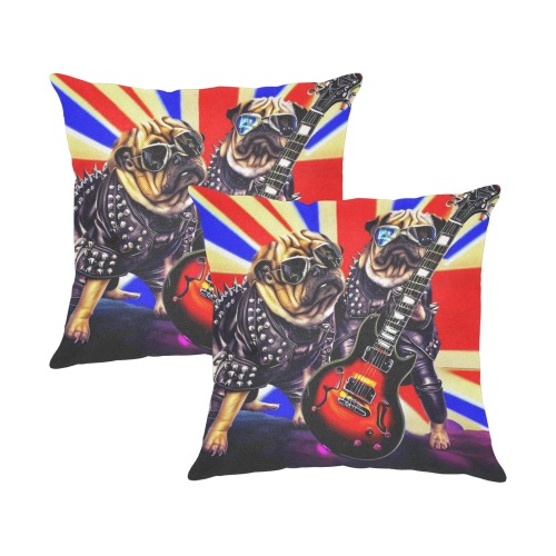 HEAVY ROCK PUG 3 Linen Zippered Pillowcase 18"x18"(Two Sides&Pack of 2)
